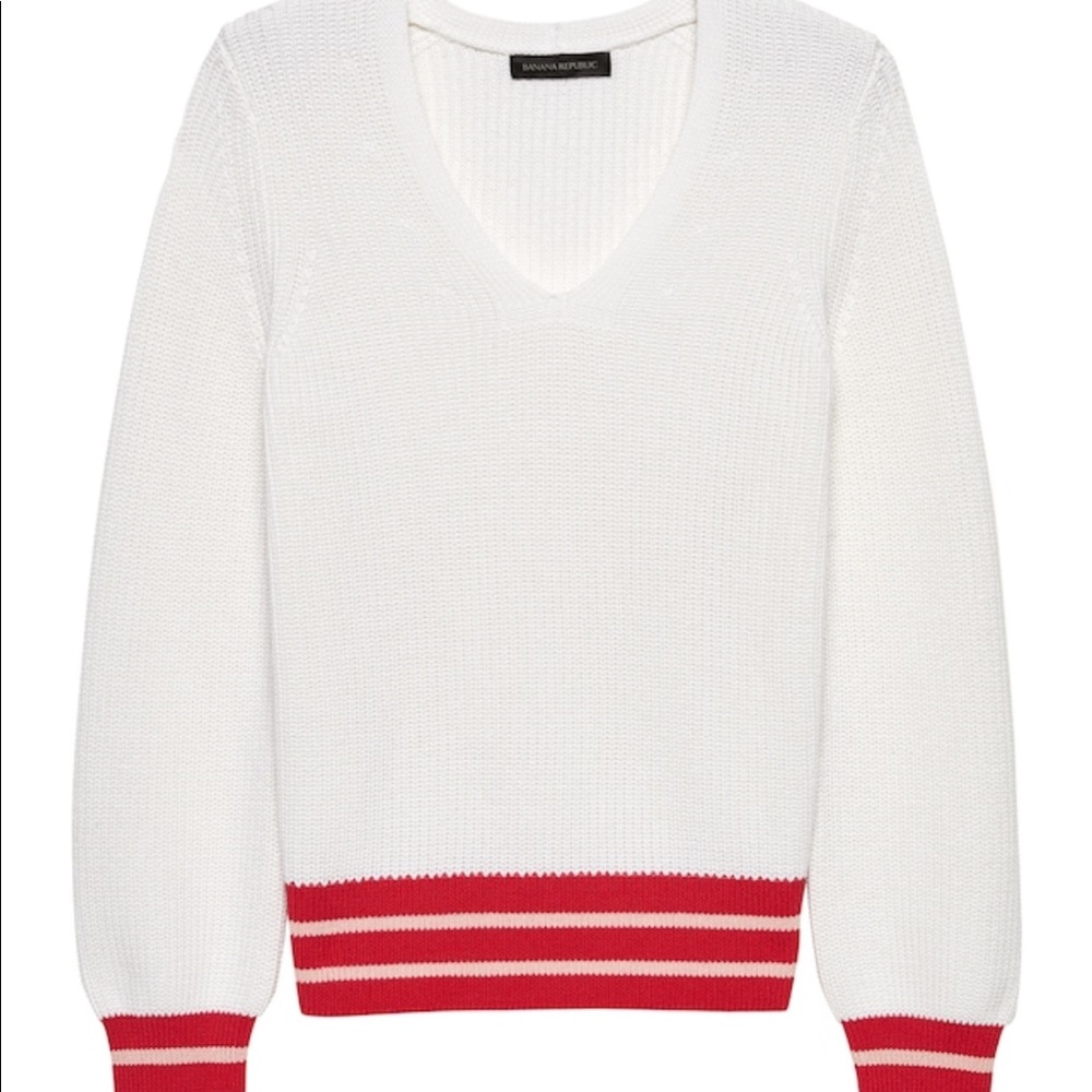 Banana Republic Relaxed Varsity V-Neck Sweater XS